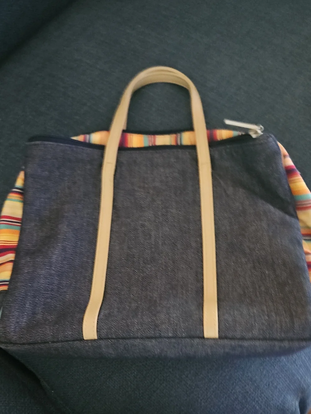 Bath And Body Works  Make Up/ Cosmetic Travel Bag Striped And Denim